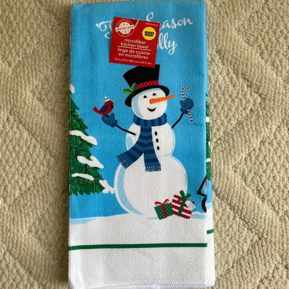 NEW {Christmas House} Kitchen Dish Towel 15"x25" ‘Tis The Season To Be Jolly’